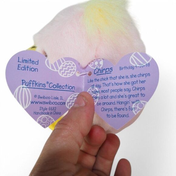 Swibco Puffkins Chirps Limited Edition 1998 Vintage Beanbag Plush - Picture 5 of 5